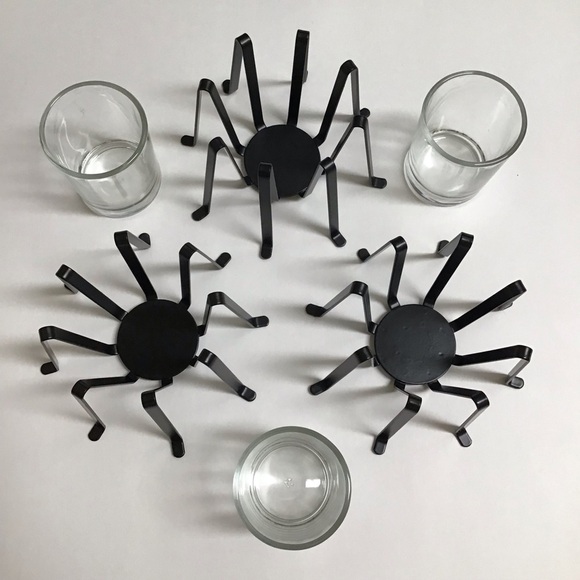 Yankee Candle Halloween Spider Leg Votive Candle Holders SET OF 3 Black Metal - Picture 6 of 8